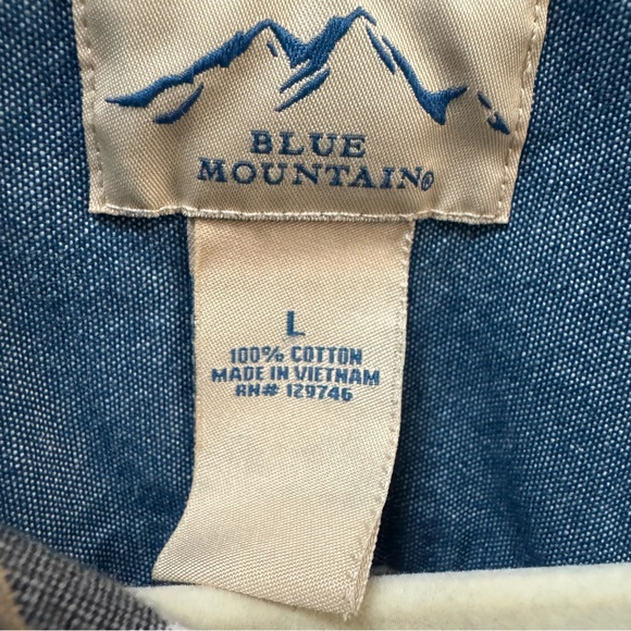 Blue Mountain Flannel Shirt Blue Plaid Mens Large - Picture 2 of 5